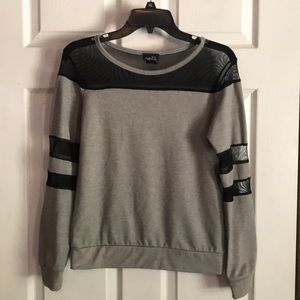 XS sheer black shoulder and two stripes in arm top